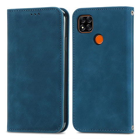 Custodia Portafoglio In Pelle Cover con Supporto S04D per Xiaomi Redmi 9 Activ Blu