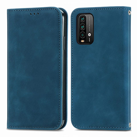 Custodia Portafoglio In Pelle Cover con Supporto S04D per Xiaomi Redmi 9 Power Blu