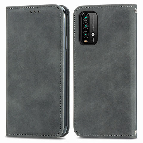 Custodia Portafoglio In Pelle Cover con Supporto S04D per Xiaomi Redmi 9 Power Grigio