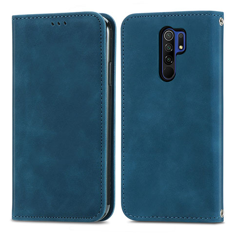 Custodia Portafoglio In Pelle Cover con Supporto S04D per Xiaomi Redmi 9 Prime India Blu