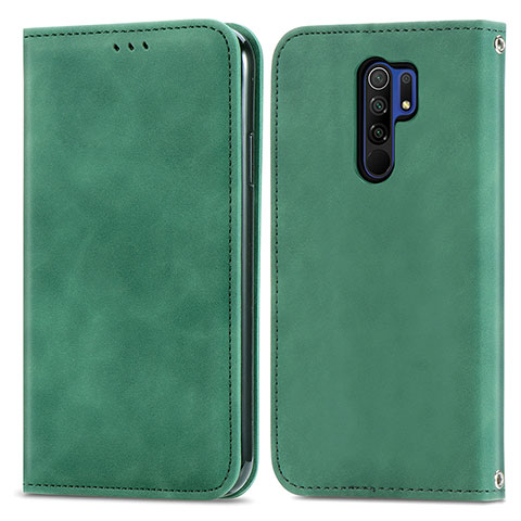 Custodia Portafoglio In Pelle Cover con Supporto S04D per Xiaomi Redmi 9 Prime India Verde