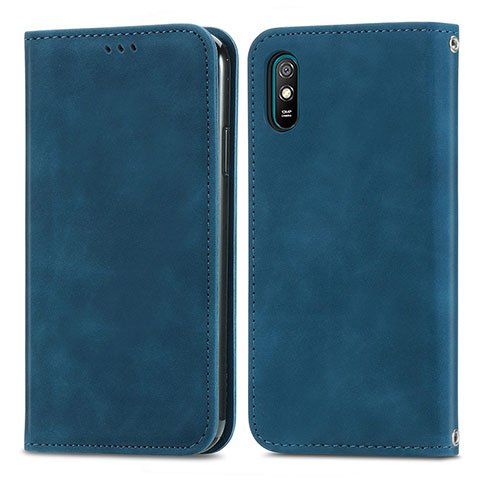 Custodia Portafoglio In Pelle Cover con Supporto S04D per Xiaomi Redmi 9AT Blu