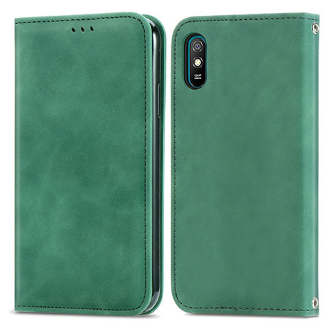 Custodia Portafoglio In Pelle Cover con Supporto S04D per Xiaomi Redmi 9AT Verde