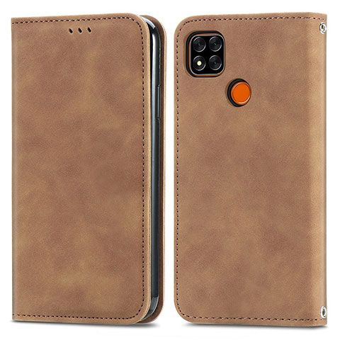 Custodia Portafoglio In Pelle Cover con Supporto S04D per Xiaomi Redmi 9C NFC Marrone