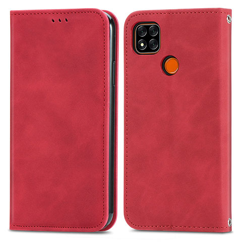 Custodia Portafoglio In Pelle Cover con Supporto S04D per Xiaomi Redmi 9C Rosso