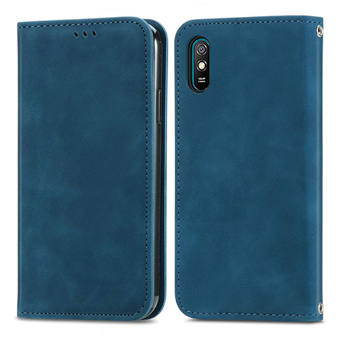 Custodia Portafoglio In Pelle Cover con Supporto S04D per Xiaomi Redmi 9i Blu