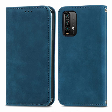 Custodia Portafoglio In Pelle Cover con Supporto S04D per Xiaomi Redmi 9T 4G Blu