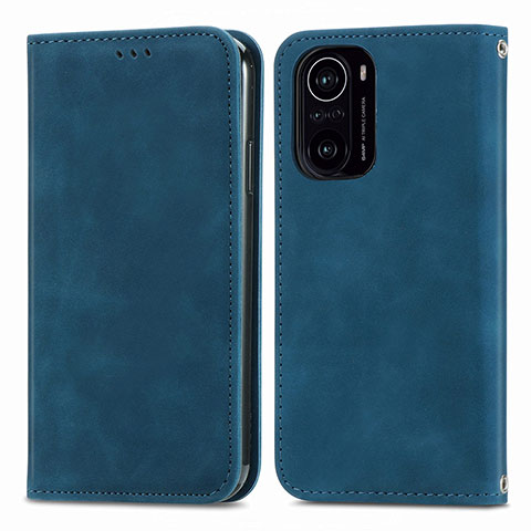 Custodia Portafoglio In Pelle Cover con Supporto S04D per Xiaomi Redmi K40 Pro 5G Blu