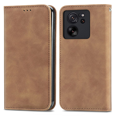 Custodia Portafoglio In Pelle Cover con Supporto S04D per Xiaomi Redmi K60 Ultra 5G Marrone