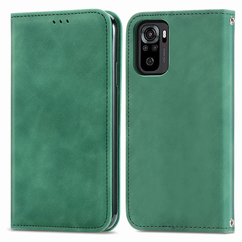 Custodia Portafoglio In Pelle Cover con Supporto S04D per Xiaomi Redmi Note 10 4G Verde