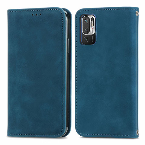 Custodia Portafoglio In Pelle Cover con Supporto S04D per Xiaomi Redmi Note 10 5G Blu