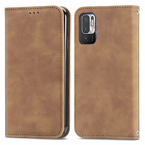 Custodia Portafoglio In Pelle Cover con Supporto S04D per Xiaomi Redmi Note 10 5G Marrone