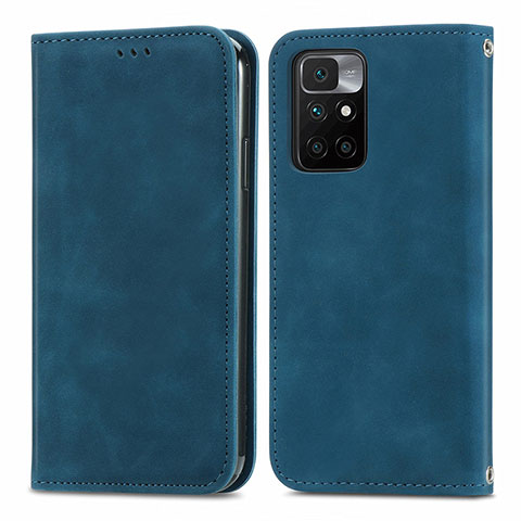 Custodia Portafoglio In Pelle Cover con Supporto S04D per Xiaomi Redmi Note 11 4G (2021) Blu