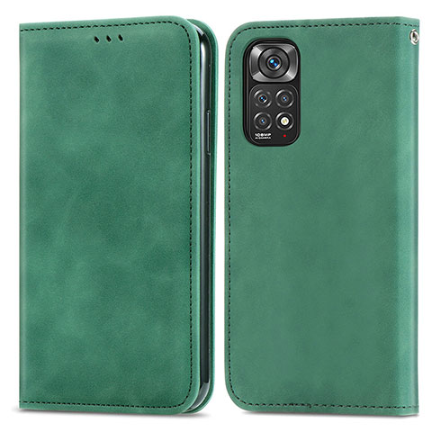 Custodia Portafoglio In Pelle Cover con Supporto S04D per Xiaomi Redmi Note 11 4G (2022) Verde