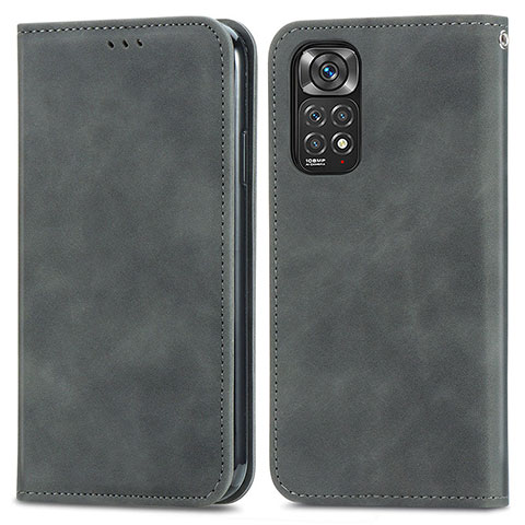 Custodia Portafoglio In Pelle Cover con Supporto S04D per Xiaomi Redmi Note 11 Pro 4G Grigio