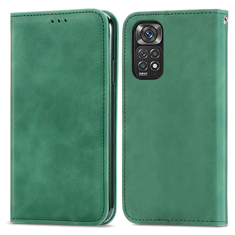 Custodia Portafoglio In Pelle Cover con Supporto S04D per Xiaomi Redmi Note 11 Pro 5G Verde
