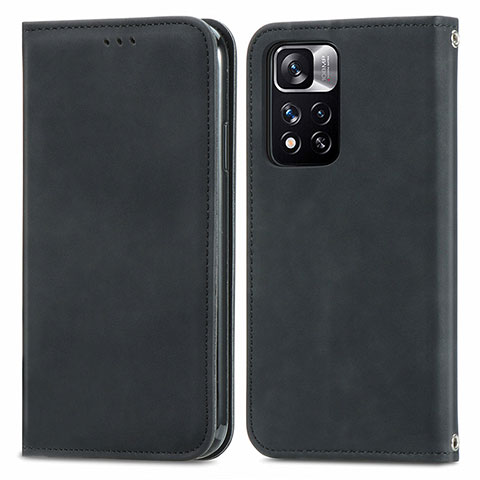 Custodia Portafoglio In Pelle Cover con Supporto S04D per Xiaomi Redmi Note 11 Pro+ Plus 5G Nero