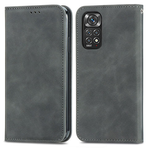 Custodia Portafoglio In Pelle Cover con Supporto S04D per Xiaomi Redmi Note 11S 4G Grigio