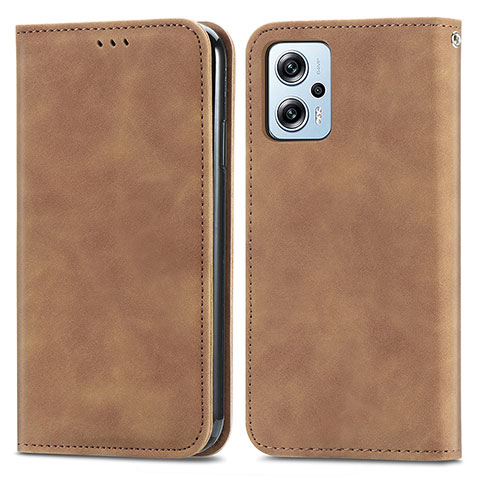 Custodia Portafoglio In Pelle Cover con Supporto S04D per Xiaomi Redmi Note 11T Pro 5G Marrone