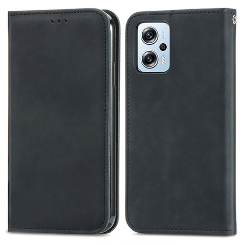 Custodia Portafoglio In Pelle Cover con Supporto S04D per Xiaomi Redmi Note 11T Pro 5G Nero