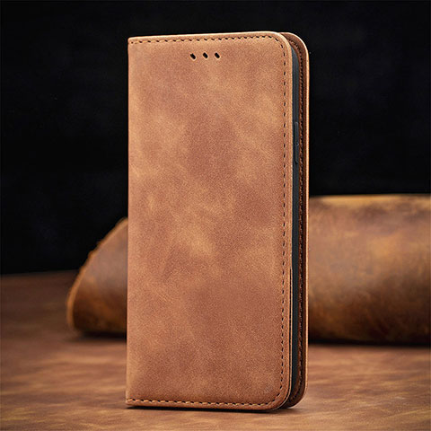 Custodia Portafoglio In Pelle Cover con Supporto S04D per Xiaomi Redmi Note 9 5G Marrone