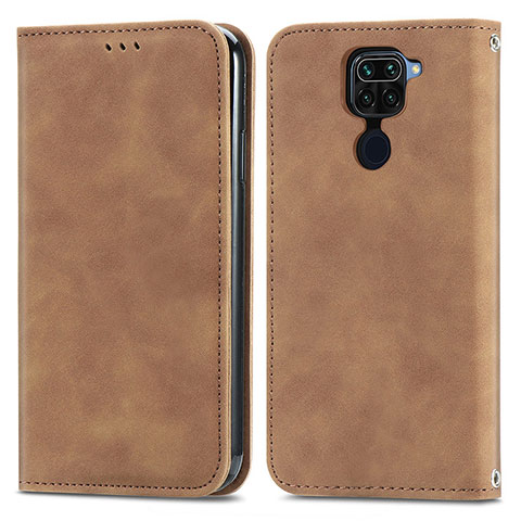 Custodia Portafoglio In Pelle Cover con Supporto S04D per Xiaomi Redmi Note 9 Marrone