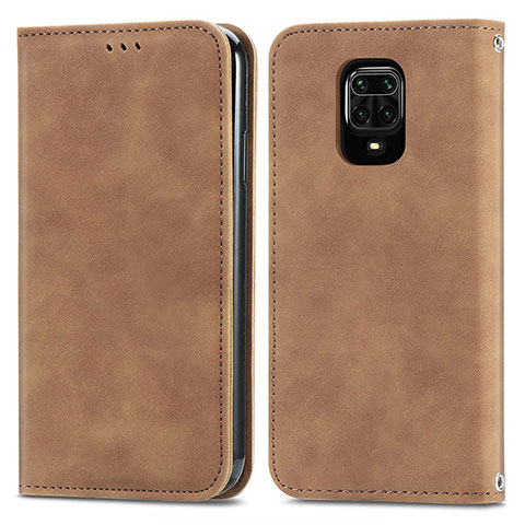 Custodia Portafoglio In Pelle Cover con Supporto S04D per Xiaomi Redmi Note 9S Marrone