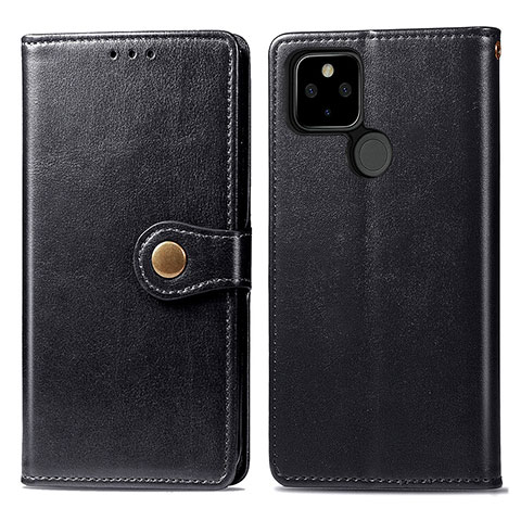 Custodia Portafoglio In Pelle Cover con Supporto S05D per Google Pixel 5 Nero