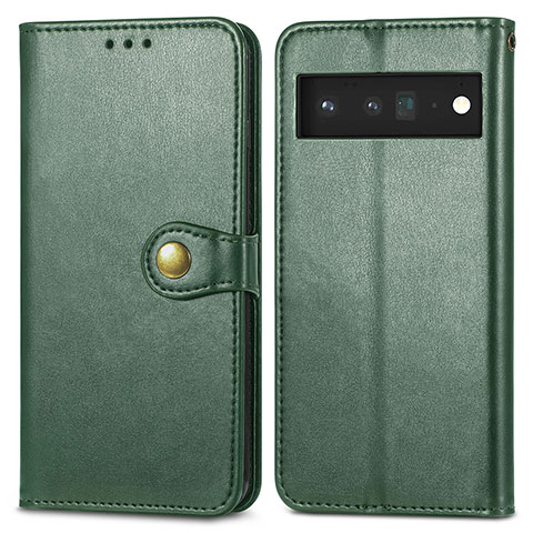 Custodia Portafoglio In Pelle Cover con Supporto S05D per Google Pixel 6 Pro 5G Verde