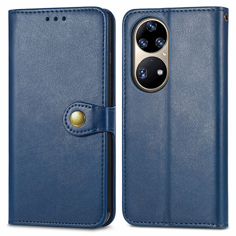 Custodia Portafoglio In Pelle Cover con Supporto S05D per Huawei P50 Blu