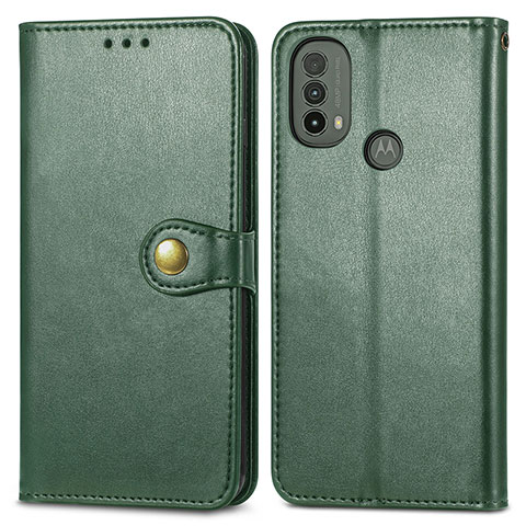 Custodia Portafoglio In Pelle Cover con Supporto S05D per Motorola Moto E30 Verde