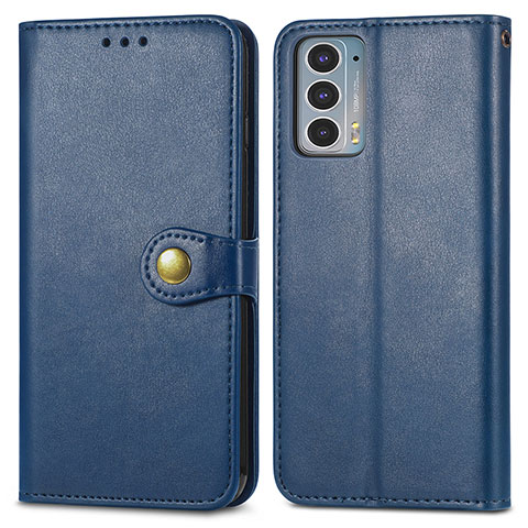 Custodia Portafoglio In Pelle Cover con Supporto S05D per Motorola Moto Edge 20 5G Blu