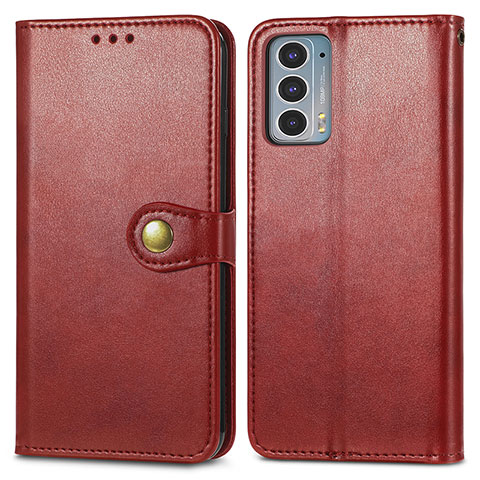 Custodia Portafoglio In Pelle Cover con Supporto S05D per Motorola Moto Edge 20 5G Rosso