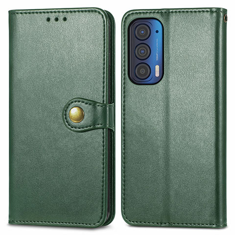 Custodia Portafoglio In Pelle Cover con Supporto S05D per Motorola Moto Edge (2021) 5G Verde