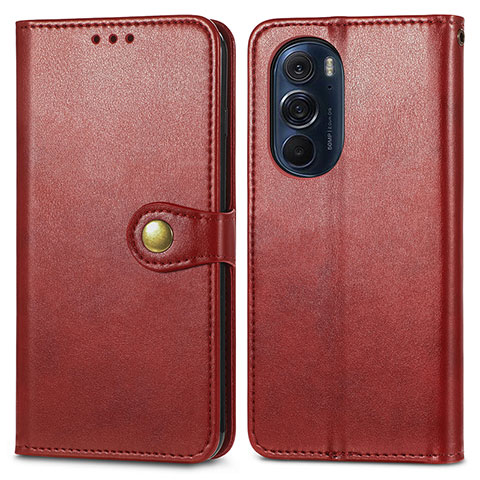 Custodia Portafoglio In Pelle Cover con Supporto S05D per Motorola Moto Edge Plus (2022) 5G Rosso