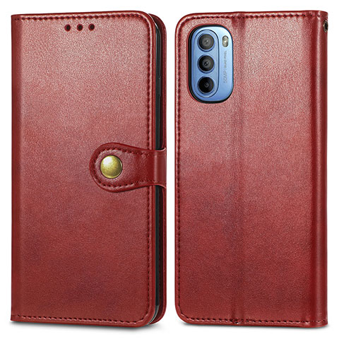 Custodia Portafoglio In Pelle Cover con Supporto S05D per Motorola Moto G41 Rosso