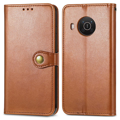 Custodia Portafoglio In Pelle Cover con Supporto S05D per Nokia X10 Marrone