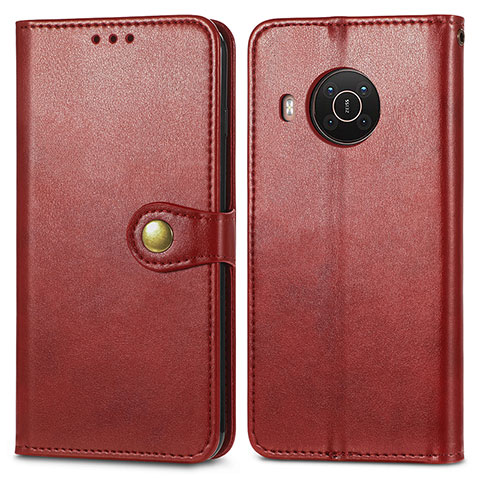 Custodia Portafoglio In Pelle Cover con Supporto S05D per Nokia X10 Rosso