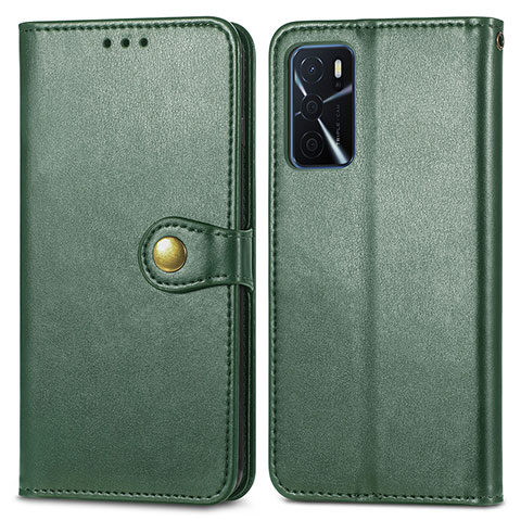 Custodia Portafoglio In Pelle Cover con Supporto S05D per Oppo A16s Verde