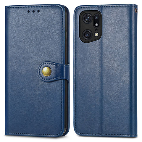 Custodia Portafoglio In Pelle Cover con Supporto S05D per Oppo Find X5 5G Blu