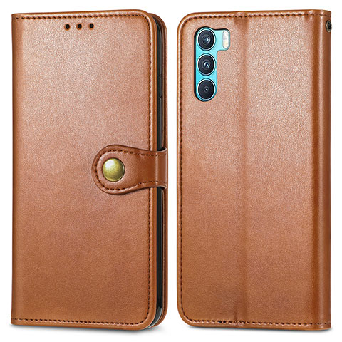 Custodia Portafoglio In Pelle Cover con Supporto S05D per Oppo K9 Pro 5G Marrone