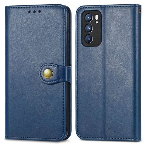 Custodia Portafoglio In Pelle Cover con Supporto S05D per Oppo Reno6 5G Blu