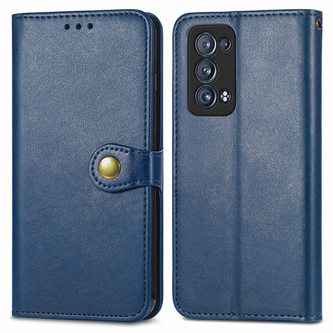 Custodia Portafoglio In Pelle Cover con Supporto S05D per Oppo Reno6 Pro+ Plus 5G Blu