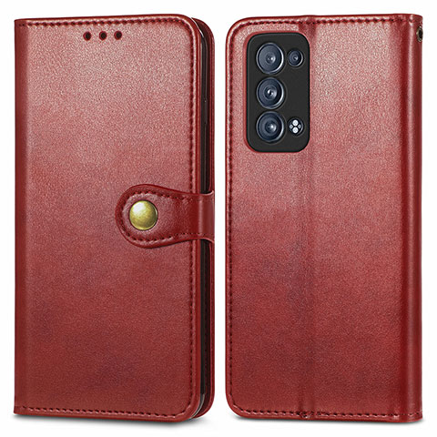 Custodia Portafoglio In Pelle Cover con Supporto S05D per Oppo Reno6 Pro+ Plus 5G Rosso