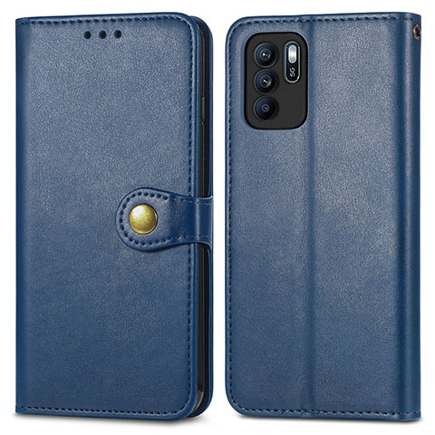 Custodia Portafoglio In Pelle Cover con Supporto S05D per Oppo Reno6 Z 5G Blu