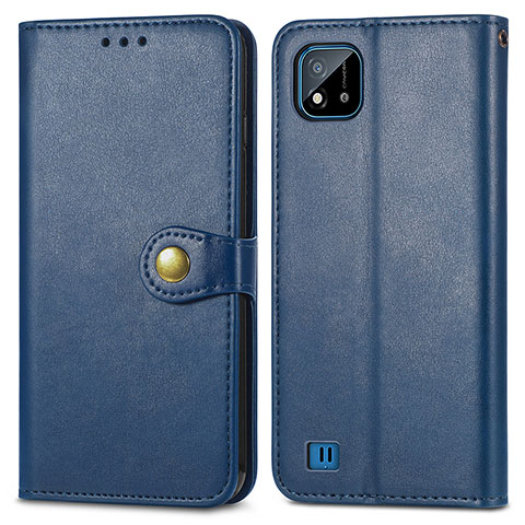 Custodia Portafoglio In Pelle Cover con Supporto S05D per Realme C11 (2021) Blu