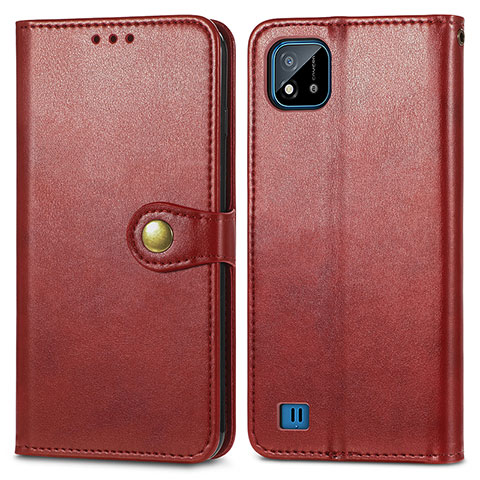 Custodia Portafoglio In Pelle Cover con Supporto S05D per Realme C20 Rosso