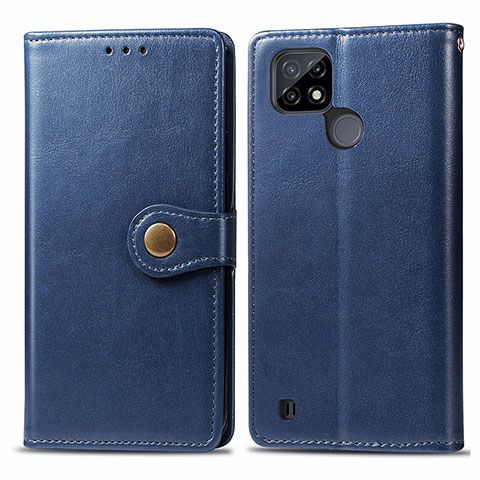 Custodia Portafoglio In Pelle Cover con Supporto S05D per Realme C21Y Blu