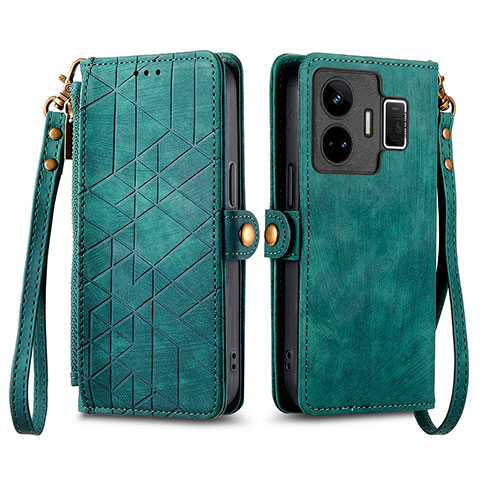 Custodia Portafoglio In Pelle Cover con Supporto S05D per Realme GT Neo6 5G Verde