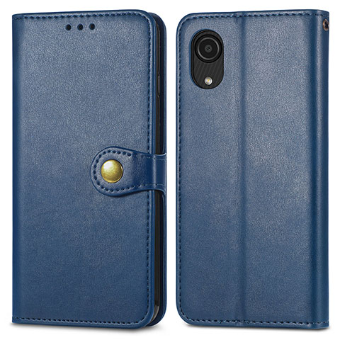 Custodia Portafoglio In Pelle Cover con Supporto S05D per Samsung Galaxy A03 Core Blu